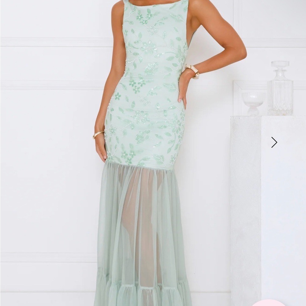 Hello Molly Mint Green Sequin Asymmetrical Mermaid Dress- New with Tags